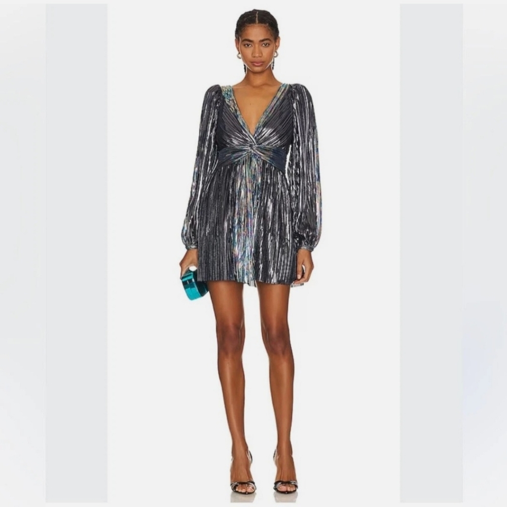 Free People Sabina Musayev Wendy Mini Dress Silver Metallic Small